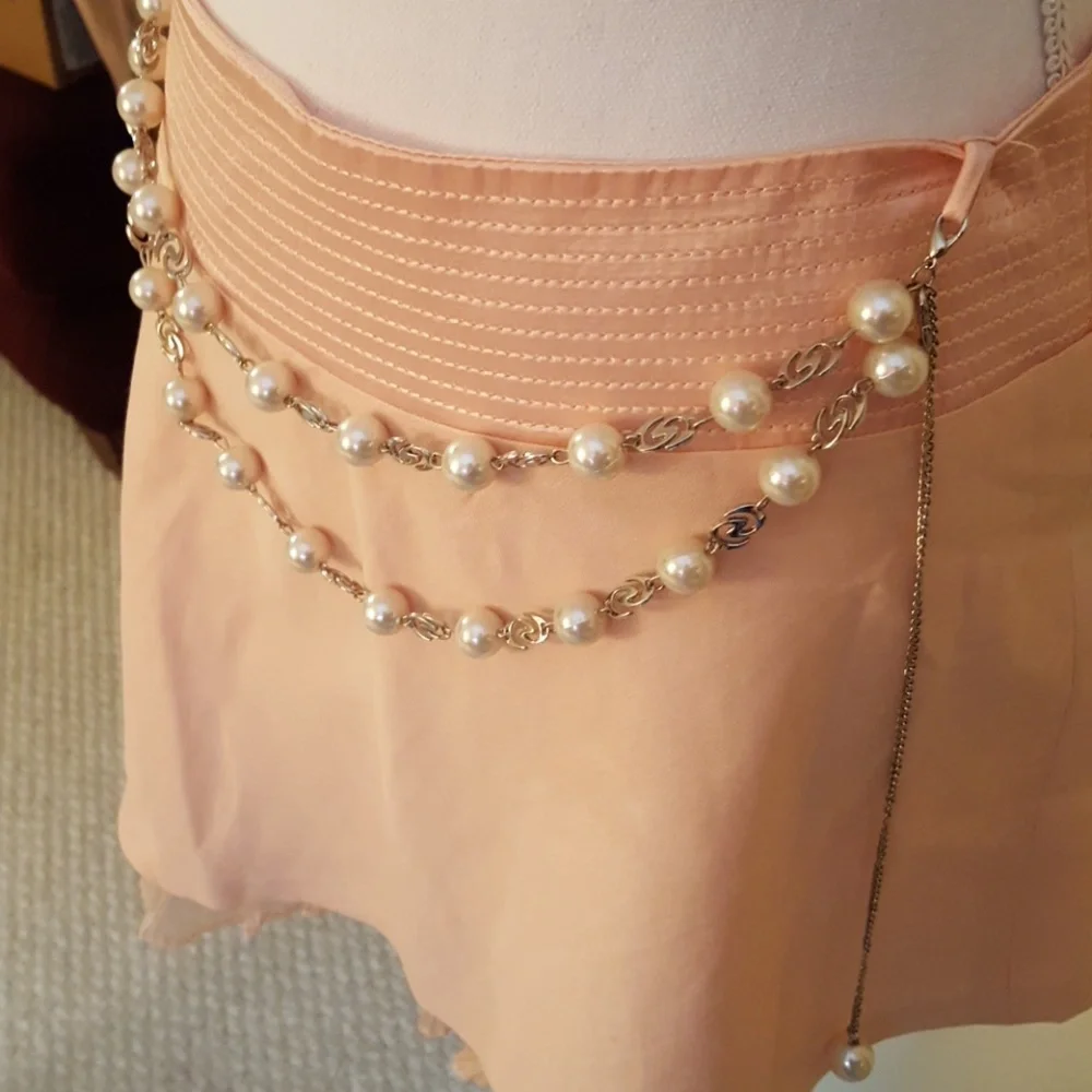 Bebe peach a-line linen mini skirt w/ lining/tulle - Picture 2 of 7